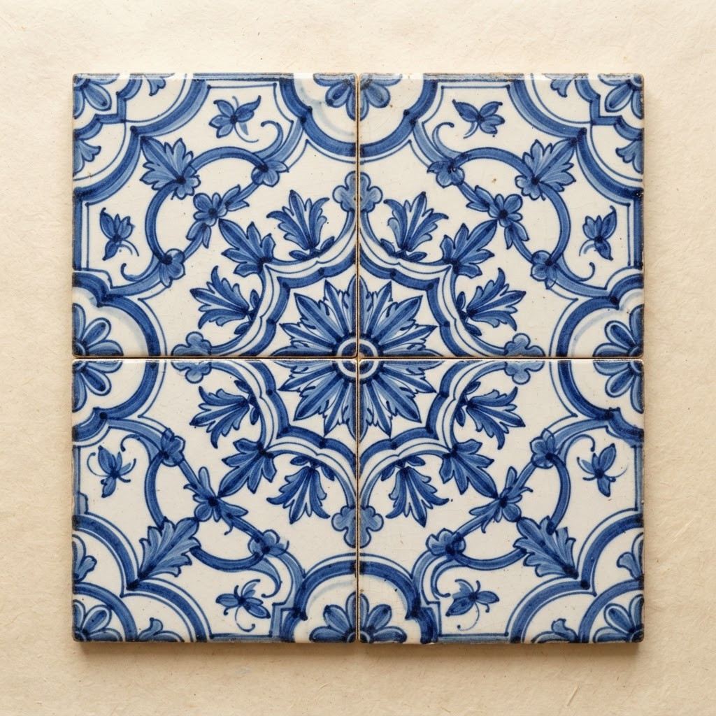 Jardim Azul — Cobalt & White hand-painted tile