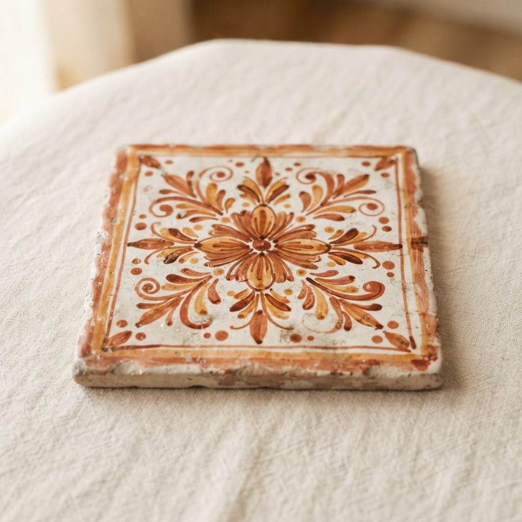 Sol de Outono — Terracotta & Ochre hand-painted tile