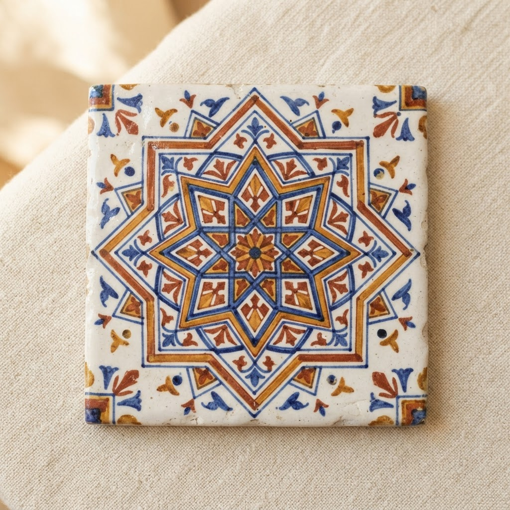 Estrela — Cobalt, Rust & Ochre tile