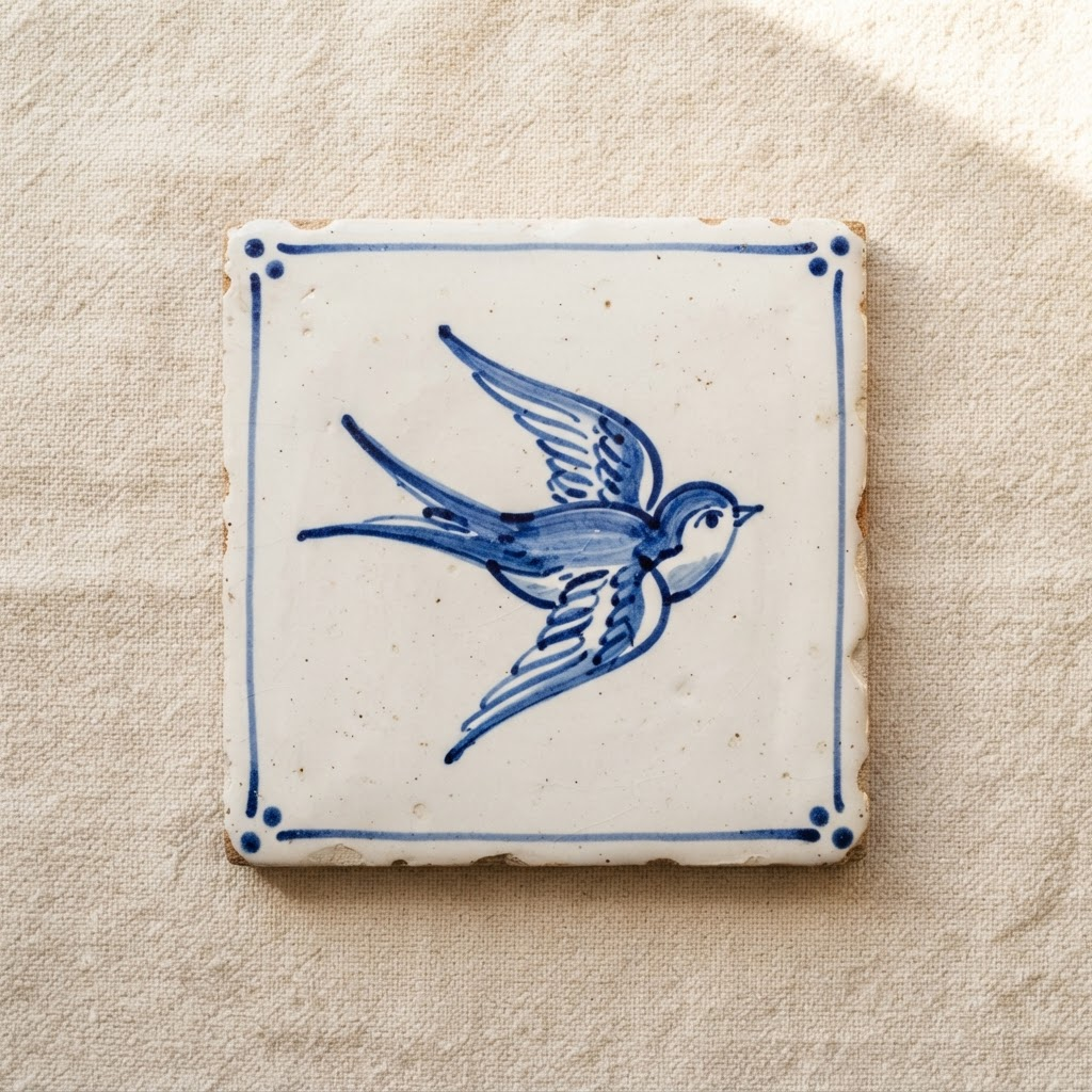 Andorinha — Cobalt & White tile